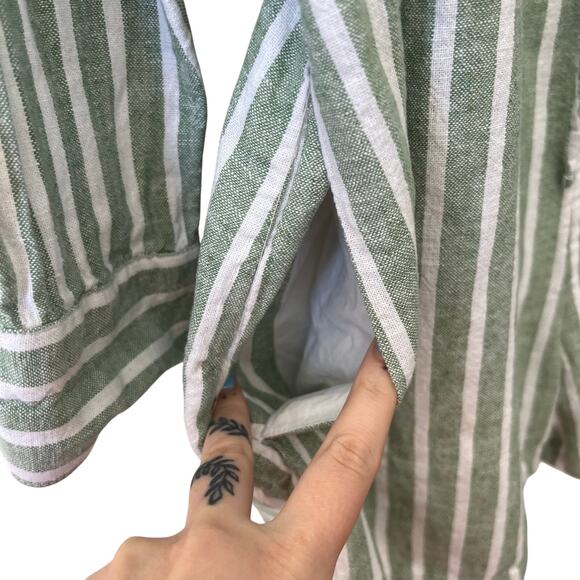 Abercrombie & Fitch Linen-Blend Easy
Waist Romper Green Stripe Size Small - Picture 6 of 7